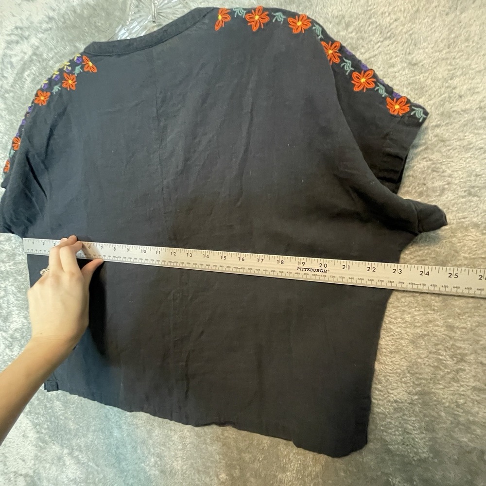 Nautral Life Women Embroidered Boxy Boho Top XL* Oversized Folk Peasant Floral - Picture 8 of 9